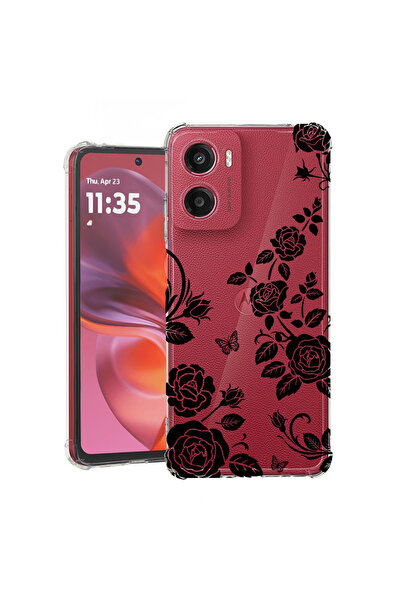 bestcase Husă Antișoc pentru Motorola Moto G05 / E15, Florală - Trandafir Neg...