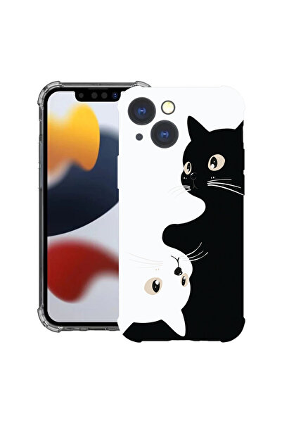 bestcase Αντικραδασμική Θήκη για Apple iPhone 13, Μαύρες & Λευκές Γάτες, 1118...
