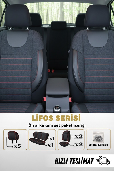 SM OTO KILIF Lifos Hafif Ticari Serisi Koton Kumaş Oto Koltuk Kılıfı Tam Set (BERLINGO-CADDY-CONNECT-COURIER-DOBLO-DOKKER-PARTNER)