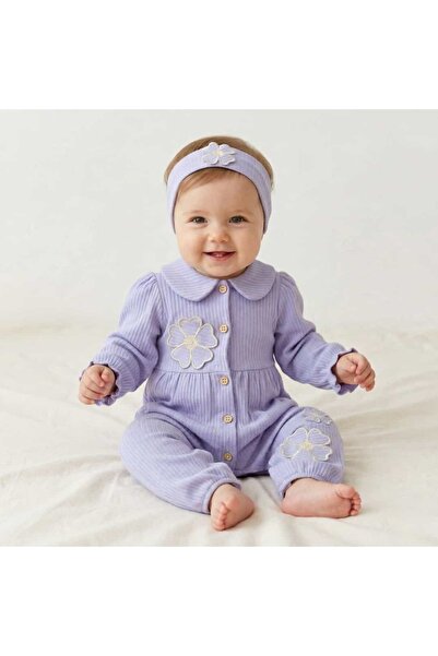 Valia Baby Embroidered Bandana Baby Girl Romper Set