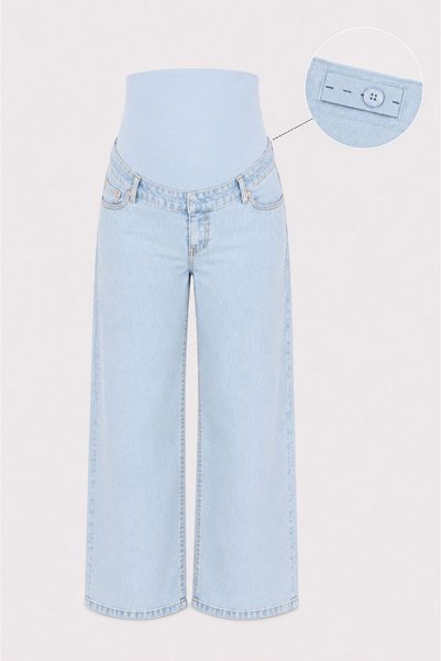 nd jeans Plus Size Maternity Straight Leg Jeans - Flexible Soft Textured Jeans with Abdominal Support and Adjustable Waist