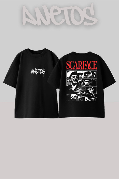 Anetos Μπλουζάκι Tony Montana 1 σε στυλ streetwear με στάμπα στην πλάτη, βαμβ...
