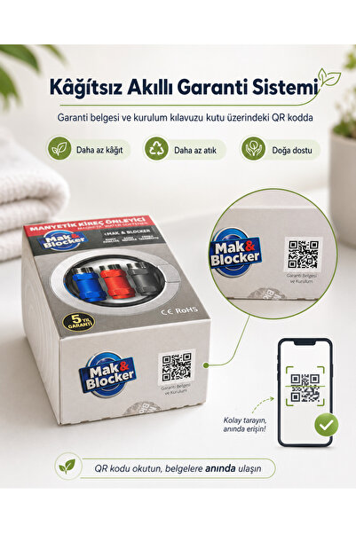 Mak & Blocker Neodyum Antrasit Manyetik Kireç Önleyici 5 Yıl Garanti
