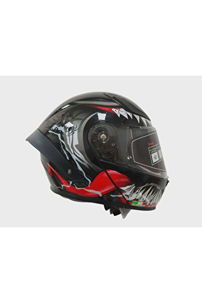 VOGS KASK Ws-210 Güneş Vizörlü Çene Açılır Kask KIRMIZI DİŞLİ (Şeffaf Vizörlü...