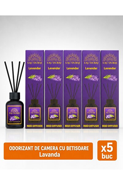 Eau Dubai Set 5x Difuzoare cu Parfum Aromatic pentru Camera, EAU DUBAI, Lavan...