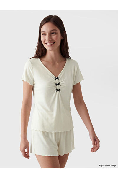 LC Waikiki I V Dikim Bowknot Women's Shorts Pajama Set from Freezen Store