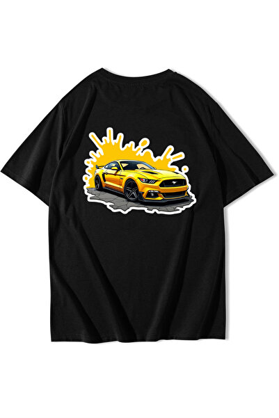 BRZ COLLECTION Tricou unisex oversize galben Ferra ri negru