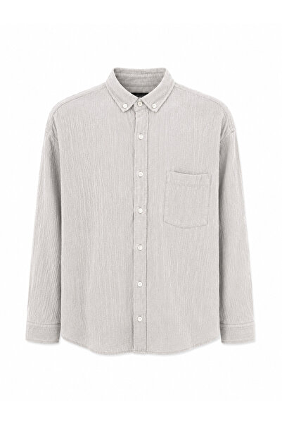 More Black Men's High Quality Oversize Crinkle Fabric Shirt