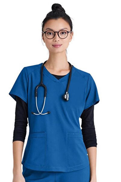 Barco Grey's Anatomy Evolve Bluză medicală de damă cu decolteu în V, Nouă, Al...