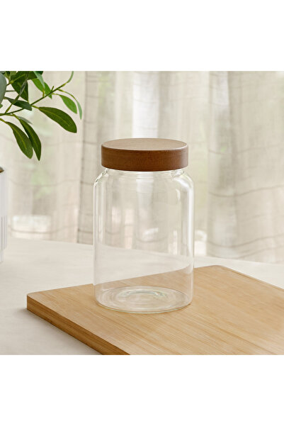 Home Box Terra Jar Borosilicate with Wooden Lid - 2000 ml