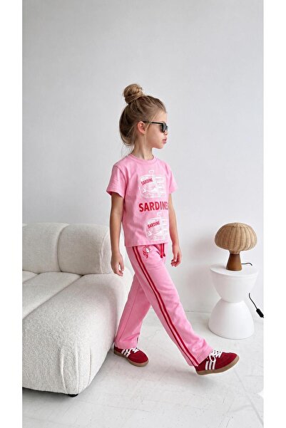 elzo collection Girl's Cotton Pink Printed Top and Bottom Set
