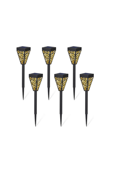 Tai Set de 6 lămpi solare decorative de grădină, alb cald, cu model triunghiular