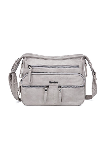 BARCELONA 21K Gray Medium Size Multi-Pocket Daily Women's Postman Shoulder Bag