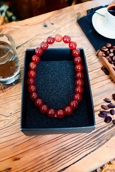Zodyak Doğal Taş Red Agate Stone Bracelet Natural Stones Original Real Agate ...