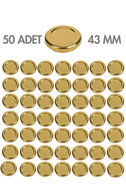 Milea 50 Adet Gold Metal Kavanoz Kapağı – 43 mm (29 ve 40 cc kavanozlara uyumlu)
