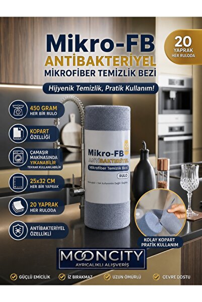 mooncity Premium Mikrofiber Temizlik Bezi Rulosu – Moonstone Blue | • Yıkanab...