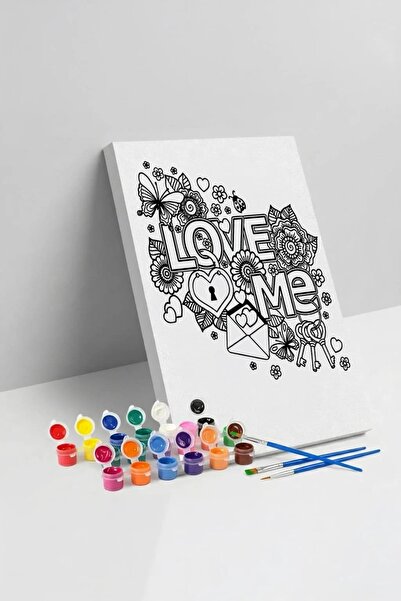 Yatinks Love Desenli Mandala Tuval Boyama Seti 40x50 cm