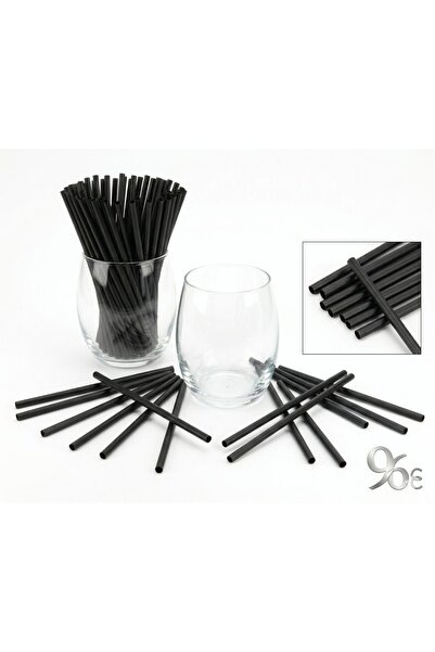 96 CC Kısa kokteyl pipeti 300lü 14 cm kıl pipet siyah ince kokteyl pipeti kıl...