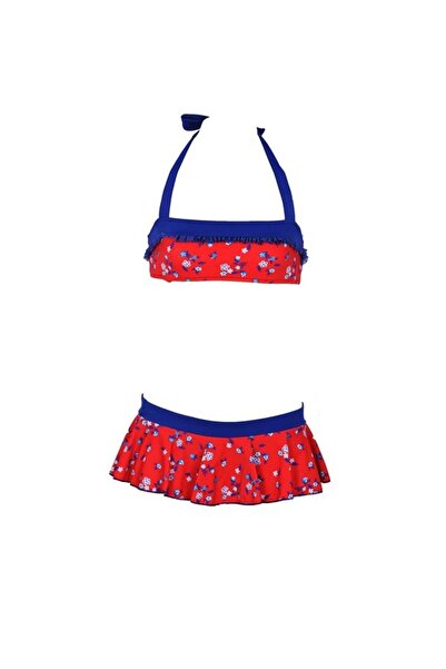 Kom Peggy Çiçek Desenli Sabit Etekli Bikini Takımı