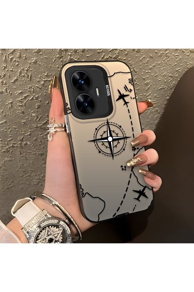 quırkshıeld Realme C55 Uyumlu Yüksek kaliteli pusula ve uçak baskılı kılıf, i...