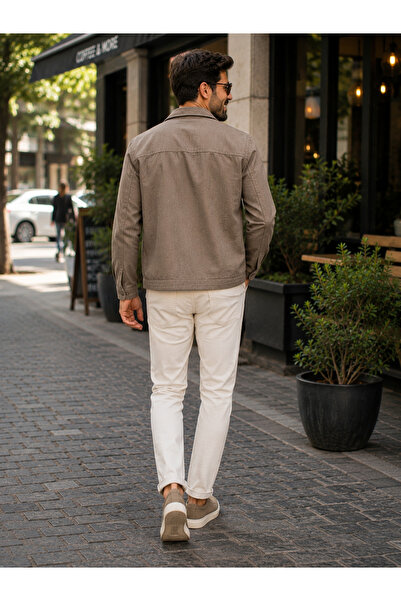 DYNAMO Light Brown 100% Cotton Lycra Unlined Linen Summer Coat – Regular Fit Comfortable Cut
