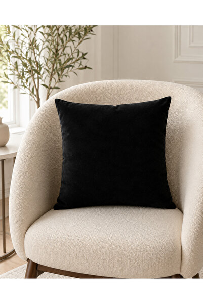 ZEGPAR Black Soft Textured 43 X 43 cm Pillow Cover with Hidden Zipper