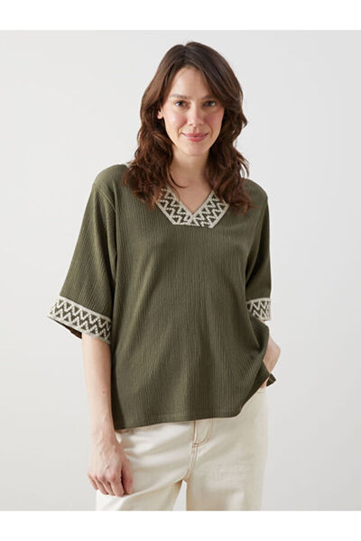 LC Waikiki V-Neck Patterned Women's Blouse