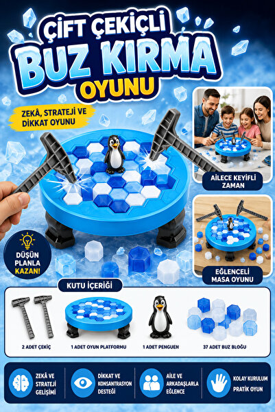Tamsena Store Çift Çekiçli Buz Kırma Oyunu Çocuk Aile Masa Oyunu Eğitici Stra...