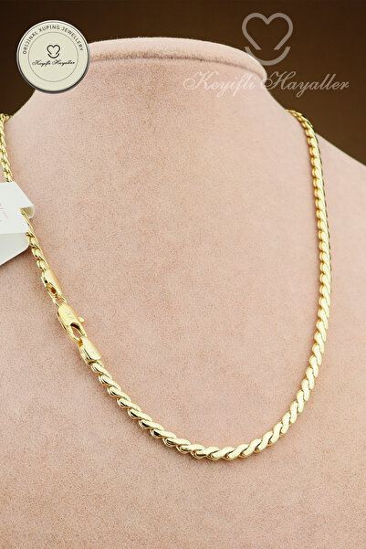 Keyifli Hayaller Xuping Kolye - Vip Xuping 3mm Dalga Sık Zincir 14K Gold 45cm...
