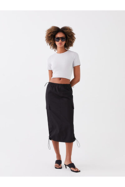 LC Waikiki Straight Poplin Women's Skirt with Elastic Waist