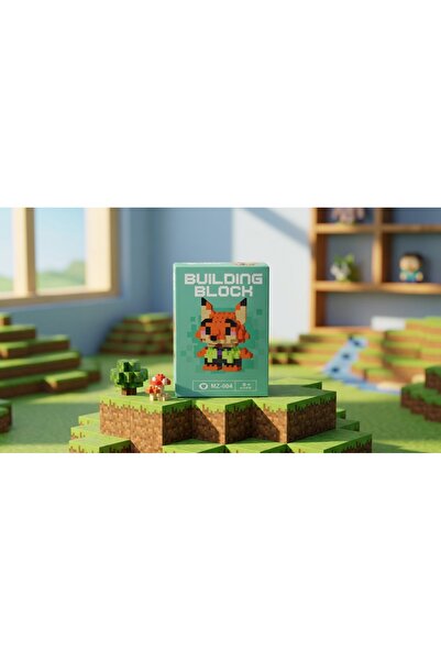 GLOWILLA Tilki Figürlü Mini Blok Yapım Seti - Piksel Sanatı Minecraft Tarzı E...