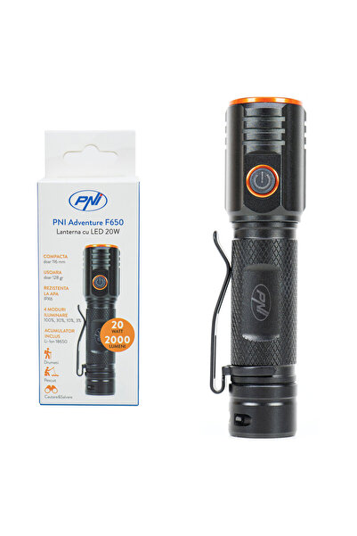 PNI Φακός Adventure F650 με LED 20W, 2000lm, από αλουμίνιο, IPX6, περιλαμβάνε...