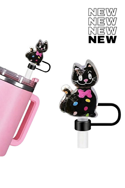Kelira 1 Piece of Cute Cat Figured (10mm) Straw Stopper Compatible with All S...