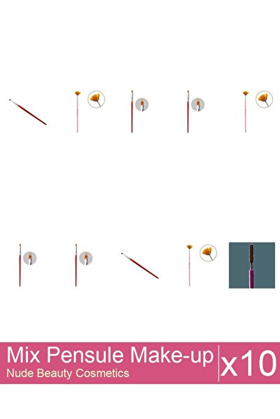 Makeup Mix Set 10 products Makeup Brushes: Cat's Tongue Gel Brush - No.2, Man...