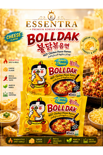 Essentra Home BOLLDAK Cheese Flavor Kore Usulü Acılı Noodle 2’li
