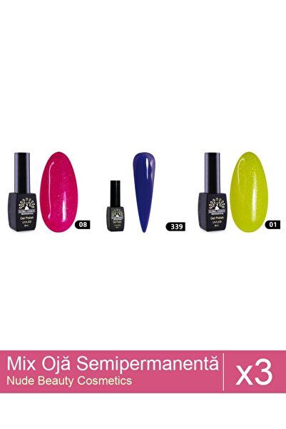 Makeup Set Mix 3 produse Nail Oja: Oja Semipermanenta , Disco Summer , 08 , 8...