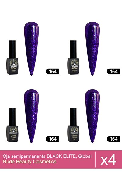 Makeup Set 4x Oja semipermanenta BLACK ELITE, Global Fashion 8 ml,164
