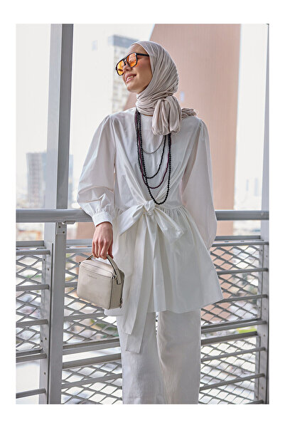 LC Waikiki Nevavm Farkıyla Women's Front-Tie Blouse White