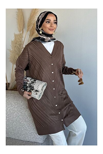 LC Waikiki Nevavm Patterned Front Buttoned Hijab Knitwear Cardigan (Fits M-L-Xl)
