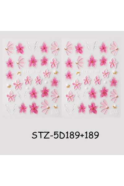 Choice قطعتان من ملصقات الأظافر STZ-5D189 بتصميم زهور الزنبق ثلاثية الأبعاد، ...