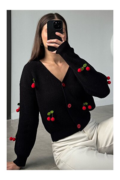 LC Waikiki Nevavm Women's Knitwear Cardigan with Cherry Accessories (Availabl...