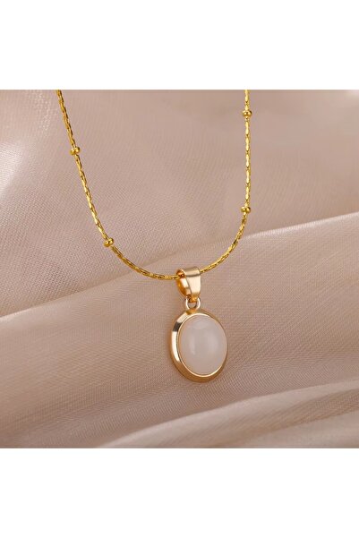 choice2 45cm Light Yellow Gold Color Oval Opal Pendant Necklace For Women Gol...