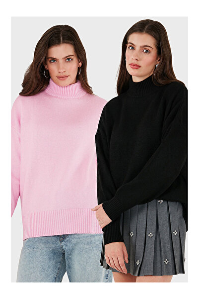 LC Waikiki Nevavm with a Difference Oversize Fit Turtleneck Soft Textured 2'L...