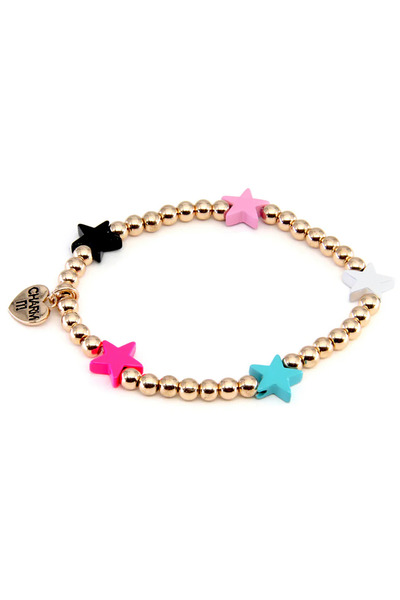 CHARM IT سوار ذهبي متعدد النجوم قابل للتمدد مزين بالخرز CIBB120