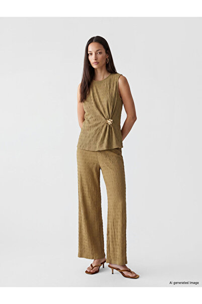 LC Waikiki Nevavm Textured Women's Trousers with Elastic Waist