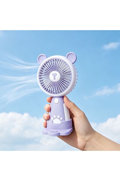 KMT Ventilator Portabil USB cu Design Ursuleț, 16.2 cm, Mov și Alb, Reîncărca...