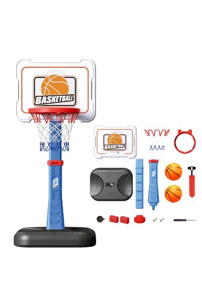 KidProtect Set Cos Baschet Copii Cu Picior Mini Bounce, 2 Mingi Incluse, Inal...