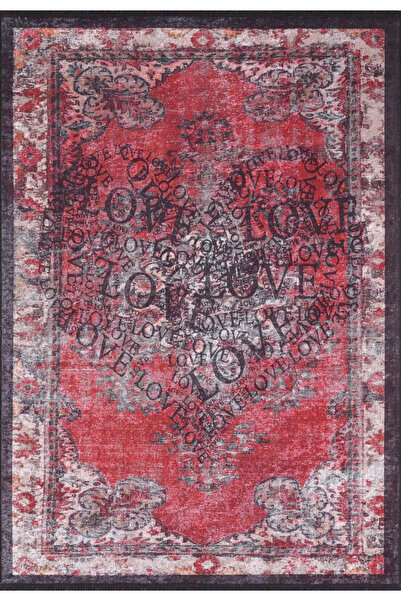 halinet Halı.Net Red Modern Washable Non-Slip Living Room Carpet Haln-Hln2165