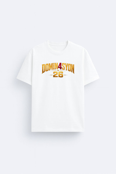 AYDESİGN Μπλουζάκι Domination 26 Champion Football με στάμπα, λευκό unisex μπ...