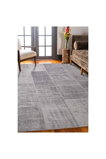 halinet Halı.Net Gray Modern Washable Non-Slip Living Room Carpet Artl-Ba36-R...